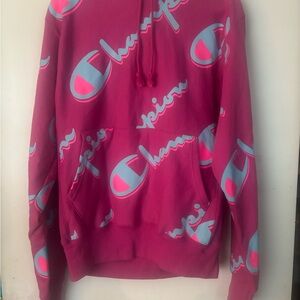 Champion Fuchsia Hoodie with Logo Accents
